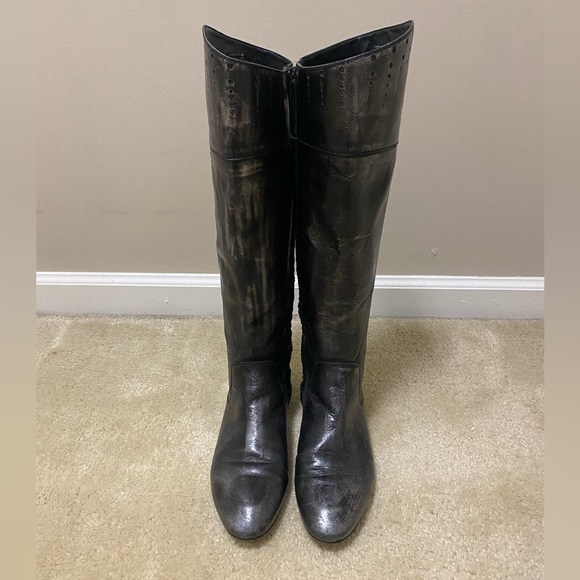 Steven By Steve Madden Shoes - Steven by Steve Madden Sander Gunmetal Leather Knee High Riding Boots. Size 8.